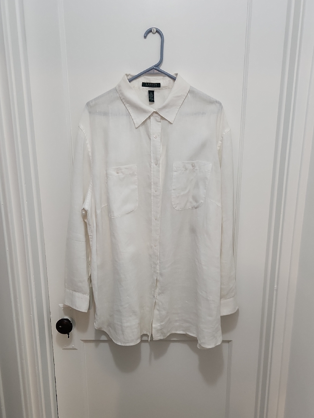 Lauren Ralph Lauren White Linen Button Down Shirt Size 3X